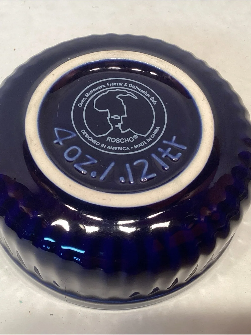 Set of 2 Roscho Cobalt Blue Ramikens Soufflé Bowls 4 0z Oven Microwave Freezer